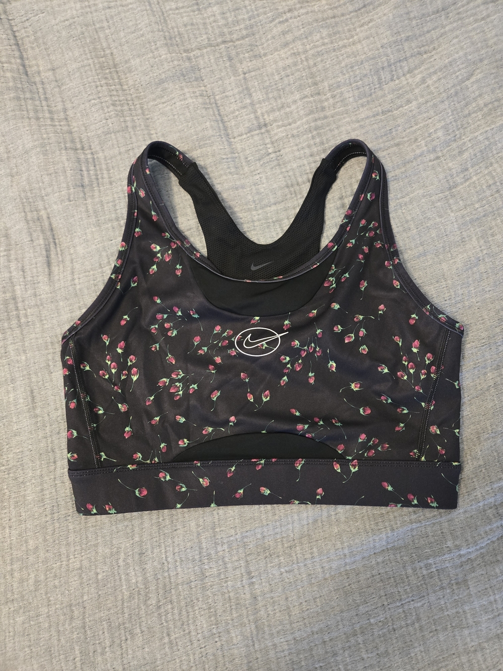 Nike Drifit Floral Black & Pink Racerback Sports Bra